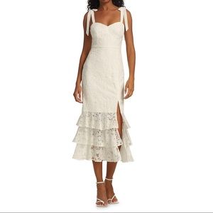 ML Monique Lhuillier Dress NWT White Sleeveless Lace Midi Dress Size 0